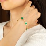 Bracelet Trèfle Femme Métal Vert